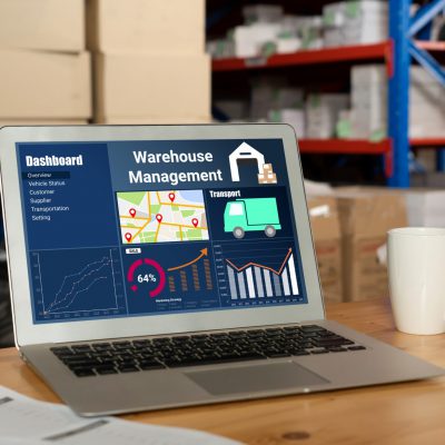 Warehouse management software application in computer for real t